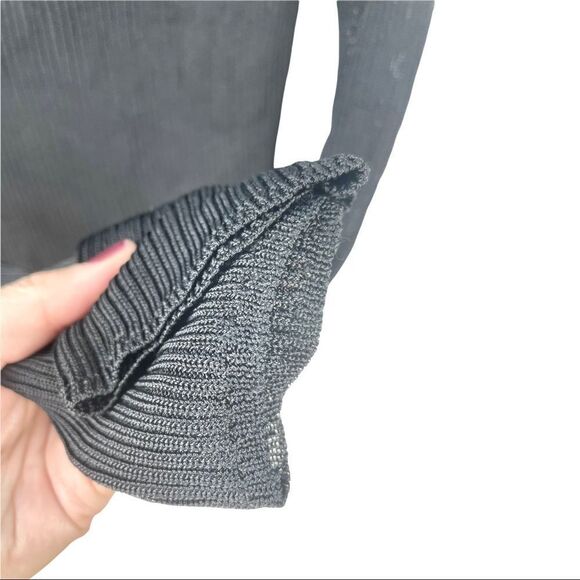 AX Armani Exchange Jet Black Rayon Black Ribbed V Neck Sweater Size L - Picture 5 of 5